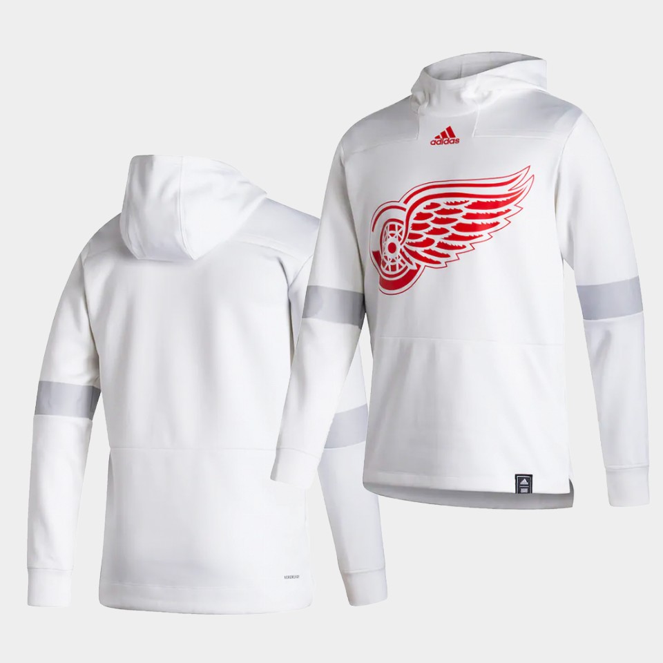 Men Detroit Red Wings Blank White NHL 2021 Adidas Pullover Hoodie Jersey->detroit red wings->NHL Jersey